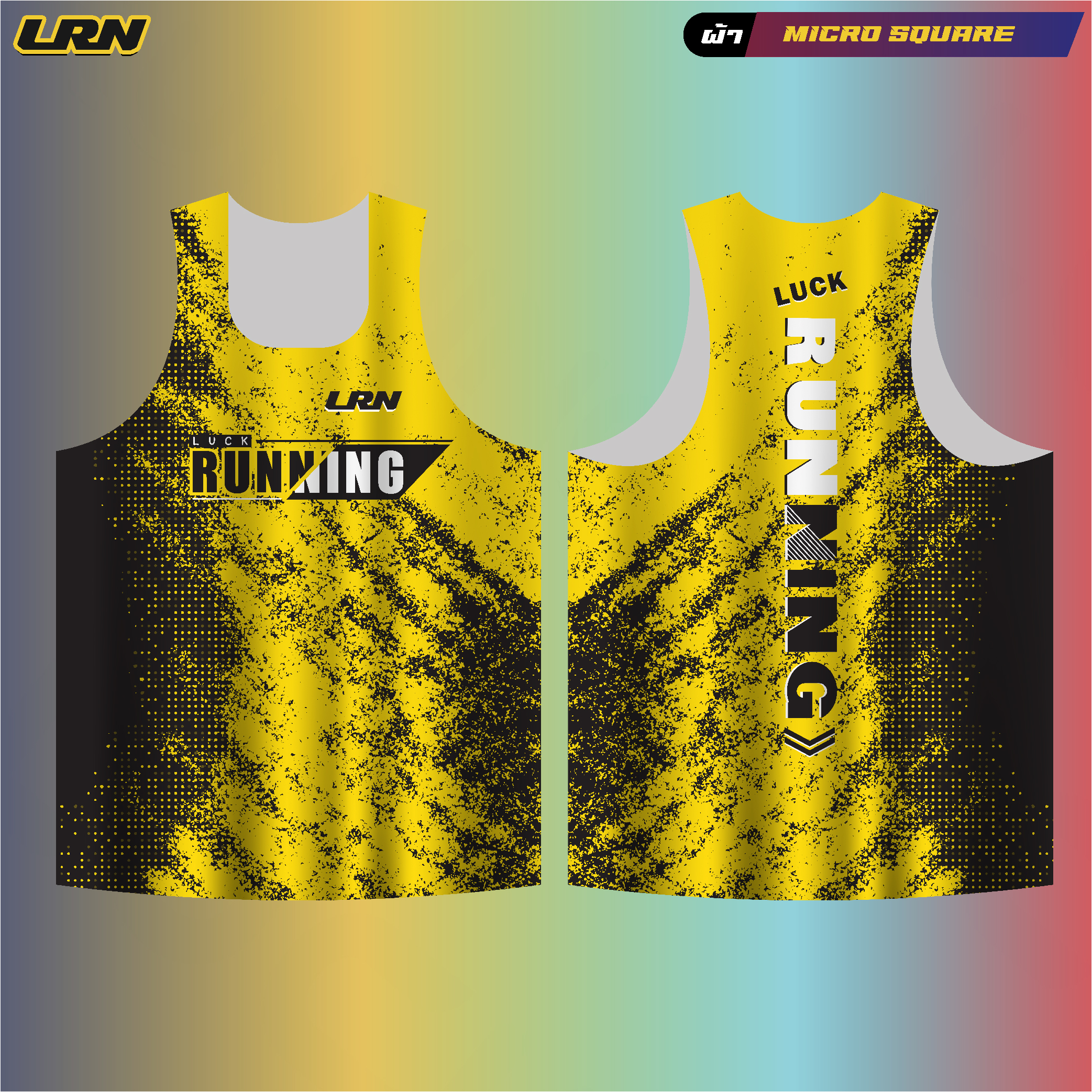 เสื้อวิ่งพิมพ์ลาย LRN เนื้อผ้า Micro square สำหรับวิ่งมาราธอน (MS08_1)