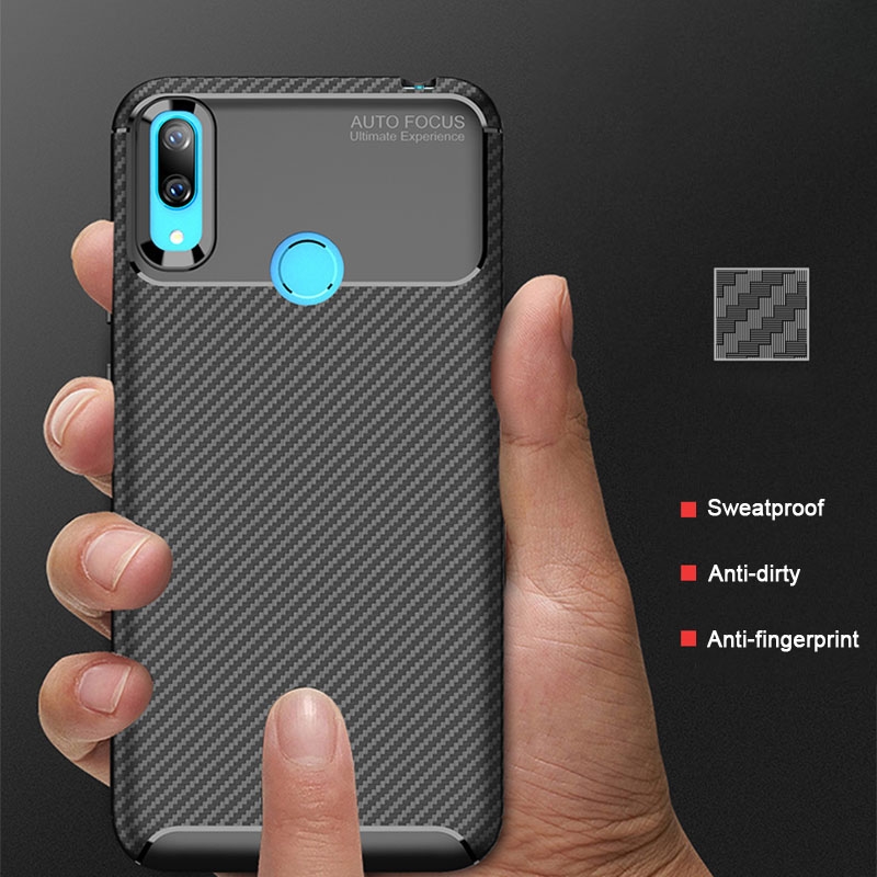 Case Huawei Y7 2019 #เคสฝาหลังนิ่ม Carbon Fiber Anti-drop TPU Protection
