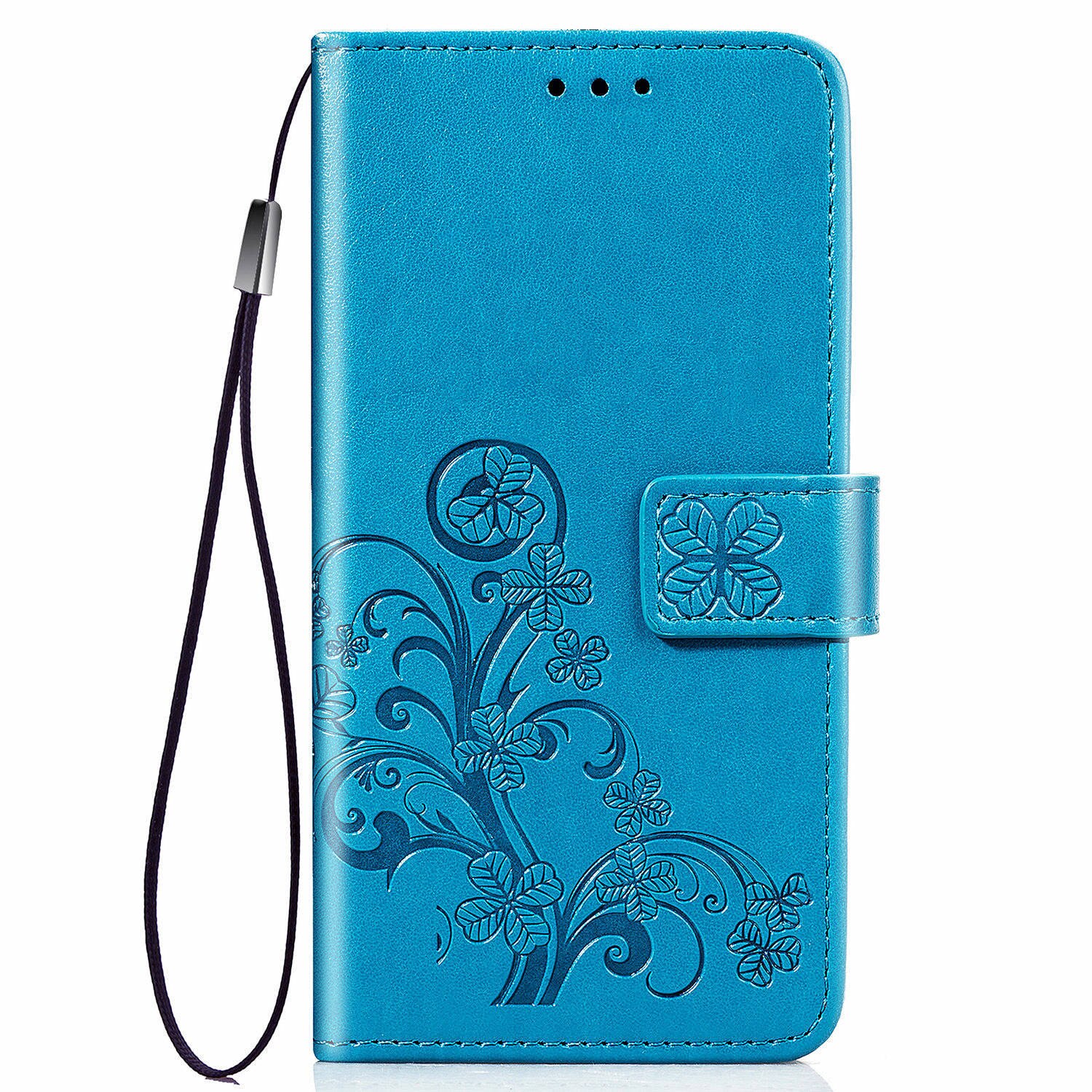 Case OPPO A12#เคสแบบฝาพับมีช่องใส่บัตร Imprint Clover Pattern Leather Wallet