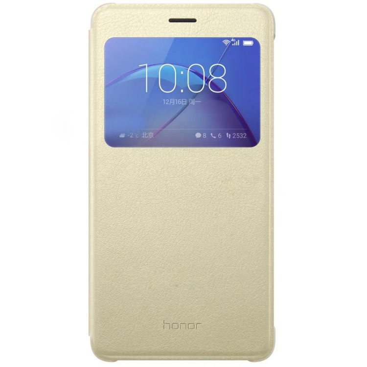 Case Huawei GR5 2017 HUAWEI View Window Smart Leather Flip #เคสฝาพับหนัง PU สมาร์ทสีทองมีช่องวิวคุณภาพดี