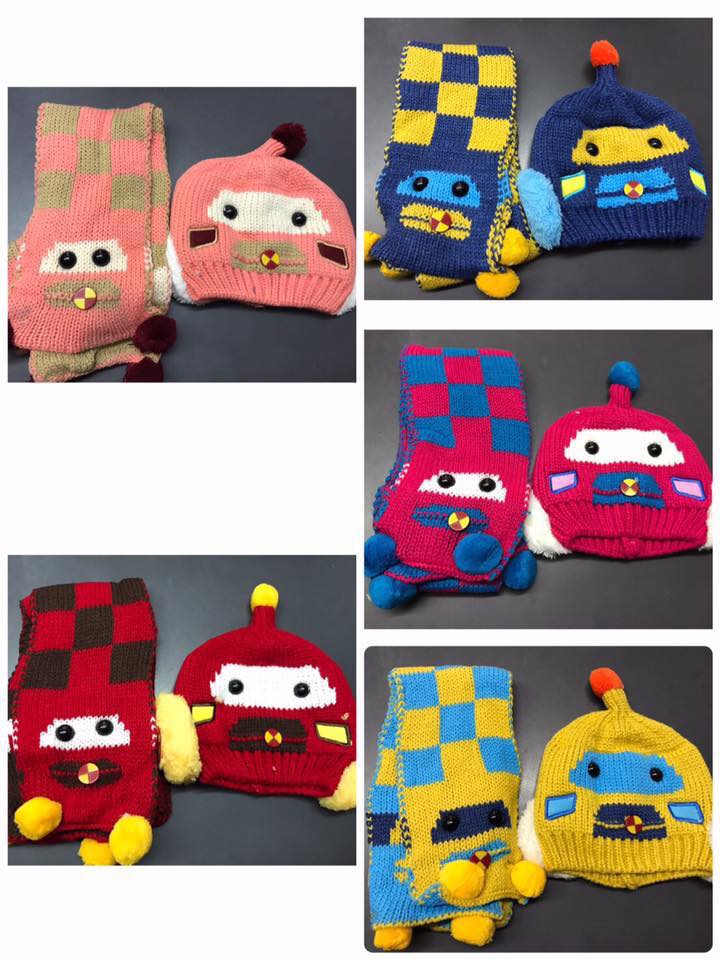 หมวกไหมพรมลายหุ่นยนต์ พร้อมผ้าพันคอ สำหรับเด็ก