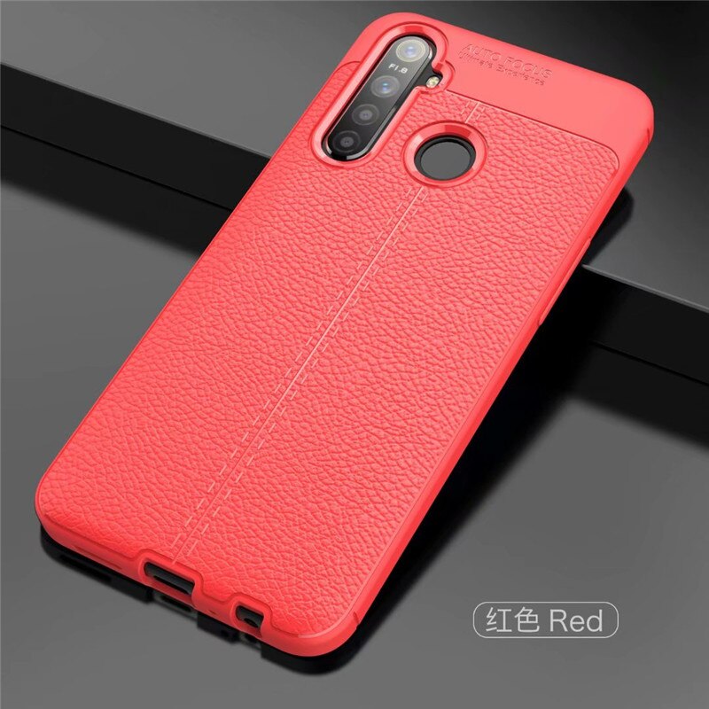 เคส Realme 5/5s #เคสฝาหลัง TPU ผิวลิ้นจี่ช่วยป้องกันลายนิ้วมือและกันลื่นได้ดี