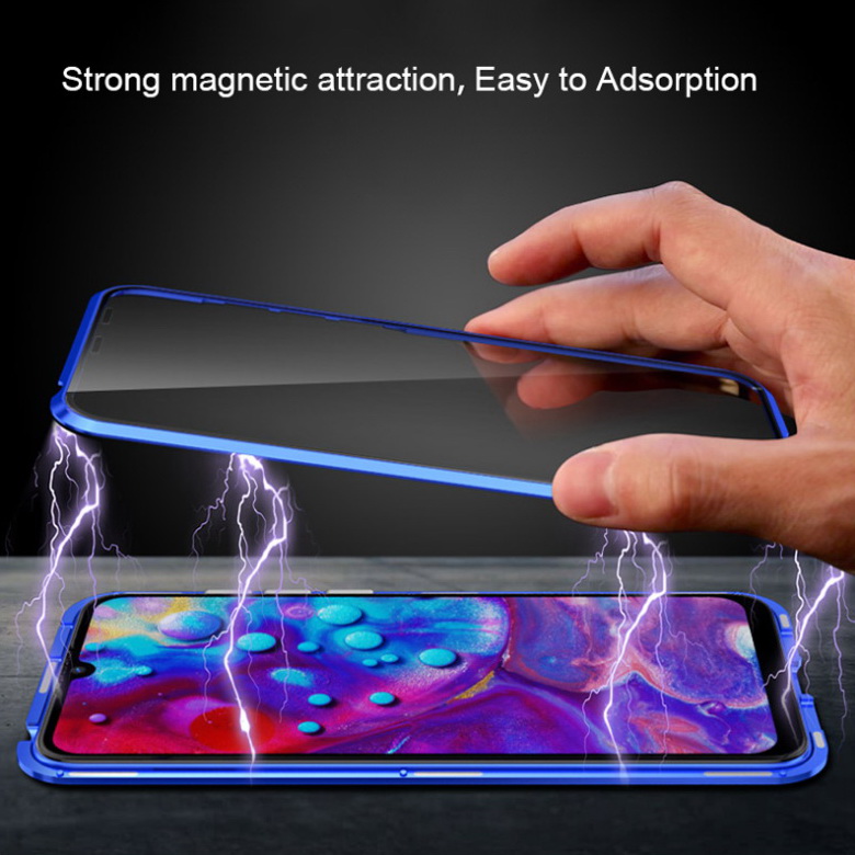Case OPPO A15#เคสฝาครอบกระจกขอบโลหะดูดซับแม่เหล็ก Fully Protection Magnetic Adsorption Glass Metal Phone Protective