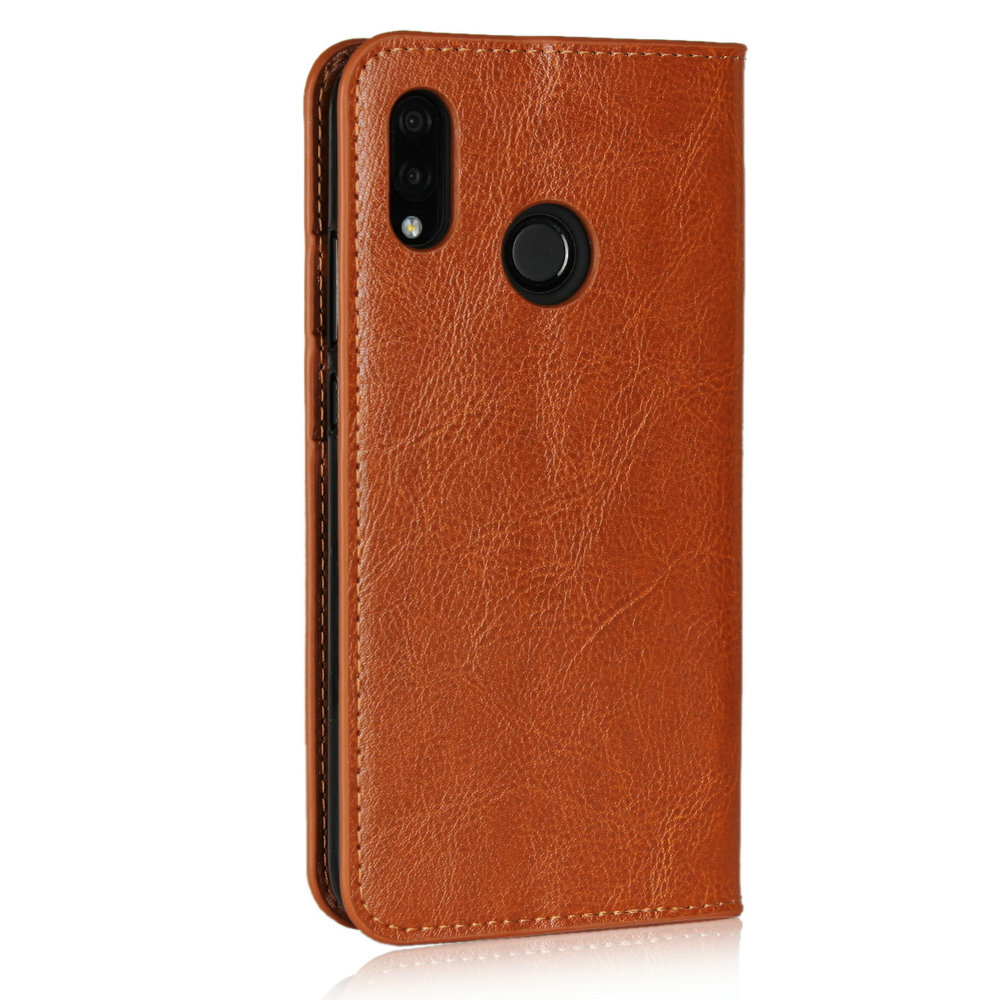 เคส Huawei P20 Lite / Nova 3e #เคสฝาพับกระเป๋าสตางค์หนังแท้ Crazy Horse Genuine Leather Wallet Shell