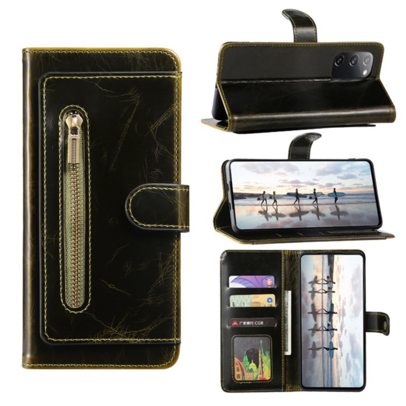 เคส Samsung Galaxy S21 Ultra 5G #เคสฝาพับแบบกระเป๋าสตางค์ Magnetic Flip Wallet Bracket Leather Lattice TPU Phone Case