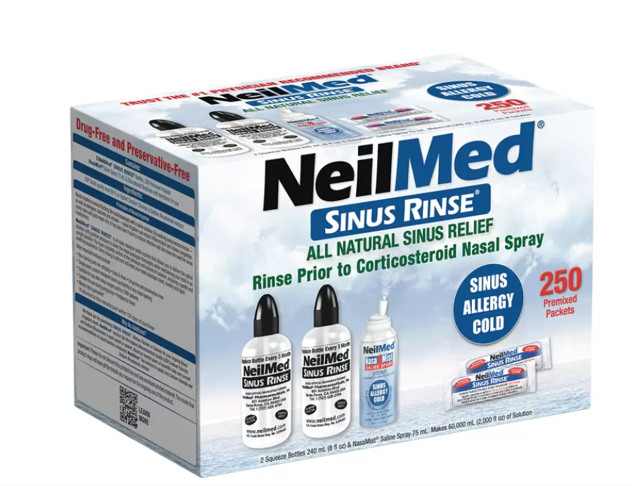 NeilMed® Sinus Rinse Kit 2 bottles, 1 Saline Spray and 250 Premixed Packets อุปกรณ์ล้างจมูก ไซ นัส ดูแลโพรงจมูก