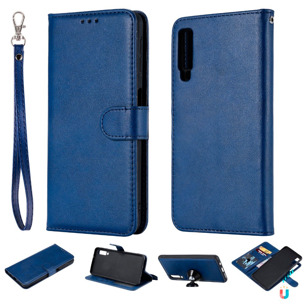 เคส Samsung Galaxy A7 (2018) #เคสฝาพับหนัง PU แบบกระเป๋าสตางค์ปิดแม่เหล็ก แยกเคสได้ 2 in 1