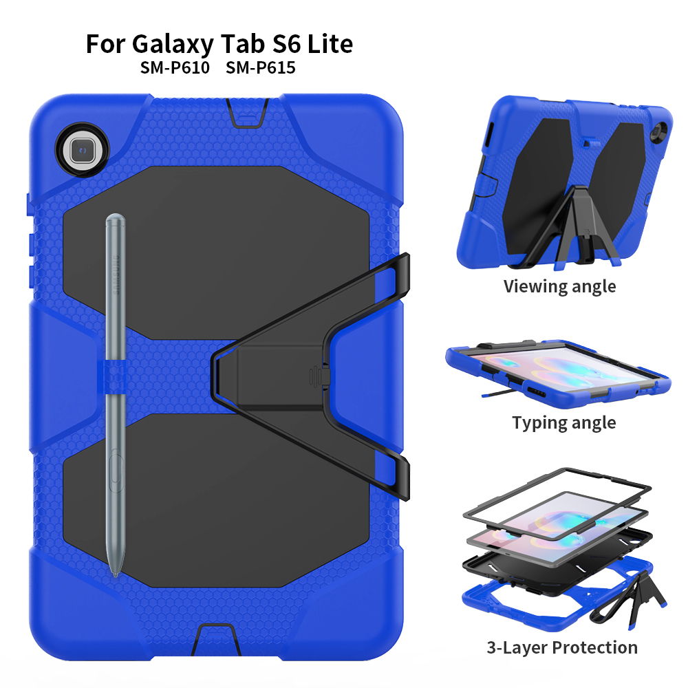 เคส Samsung Galaxy Tab S6 Lite 10.4 SM-P610 P615 P617 #เคสไฮบริดกันกระแทก ซิลิโคน+พลาสติกกันกระแทกมีขาตั้ง Shockproof Heavy Duty Armor