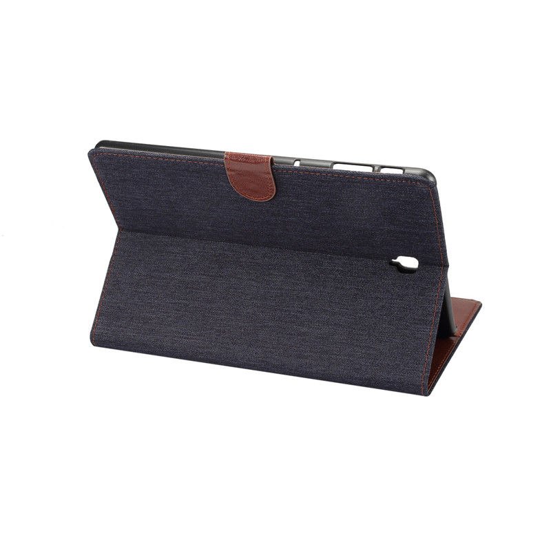 Case Samsung Galaxy Tab S4 10.5 นิ้ว T830 #เคสฝาพับหนัง PU ผิวยีนส์พับตั้งได้ Jeans Cloth Leather Wallet