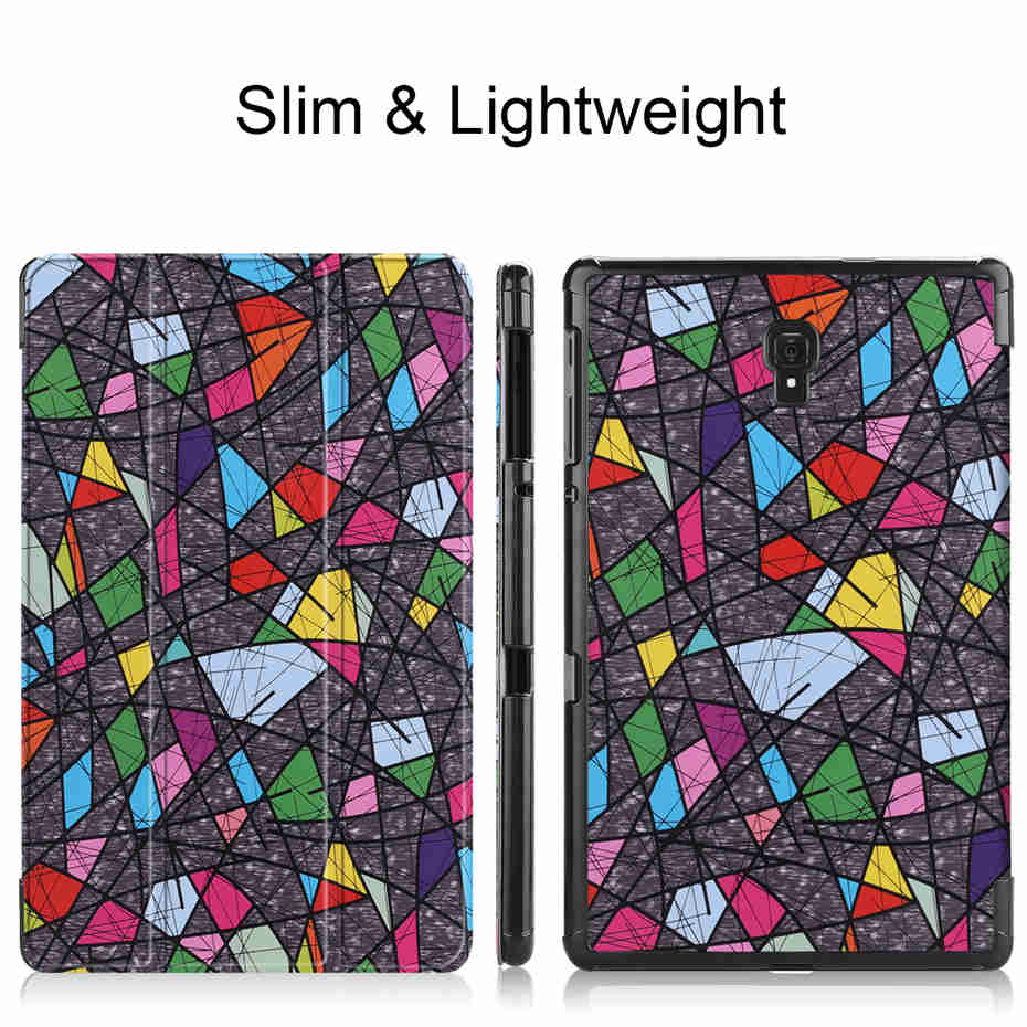 เคส Samsung Galaxy Tab A 10.5 นิ้ว (2018) T590 T595 #เคสฝาพับหนัง PU สามพับพิมพ์ลาย Pattern Printing Tri-fold Leather Smart Cover
