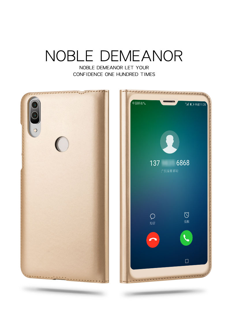 Case Huawei P20 Lite / Nova 3e #เคสฝาพับหนัง PU ปกช่องวิว Window View Leather Flip Case