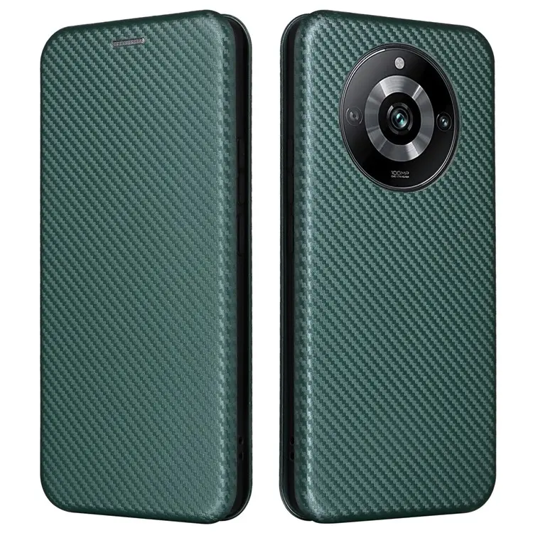 เคส realme 11 Pro Plus 5G#เคสฝาพับลายคาร์บอนไฟเบอร์มีช่องใส่การ์ด Carbon Fiber Wallet Card Slot Magnet Stand Phone Cover