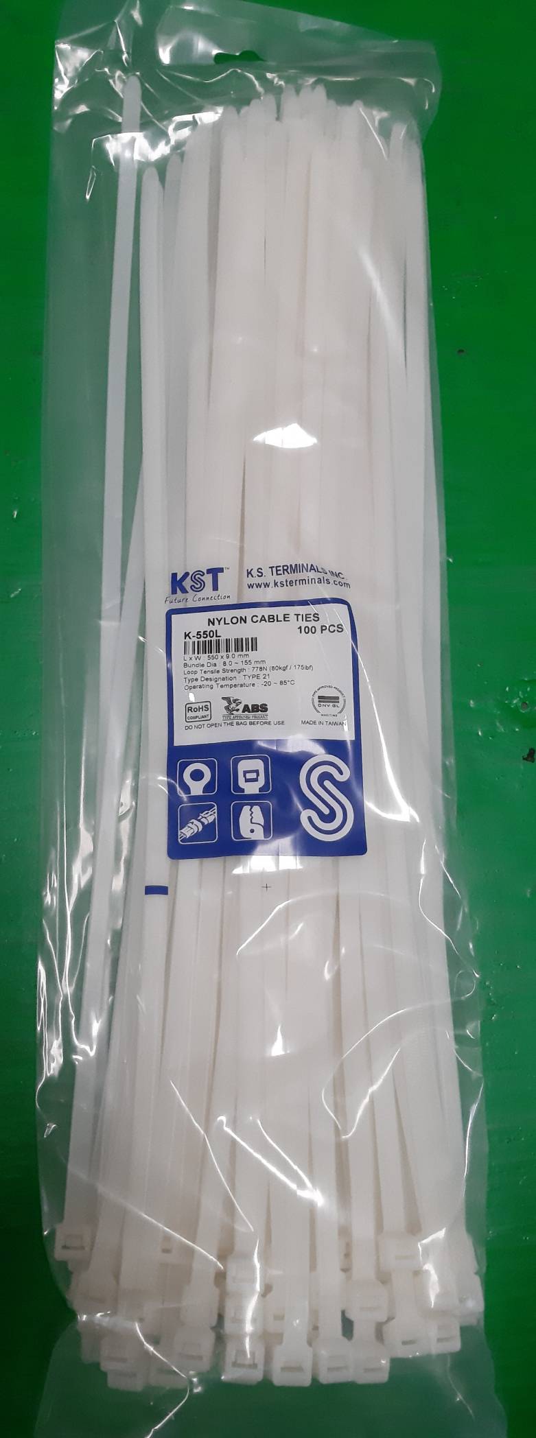 เคเบิ้ลไทร์ 22 นิ้วขาว 550x 9mm