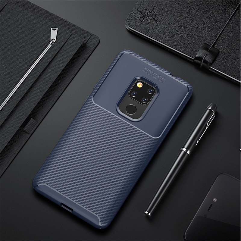 Case Huawei Mate 20 X #เคสฝาหลังนิ่ม Carbon Fiber Anti-drop TPU Protection