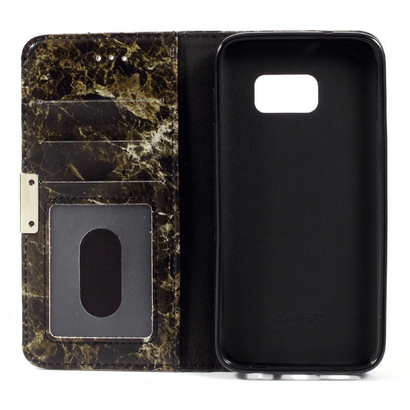 Case Samsung Galaxy S7 #เคสฝาพับสไตล์กระเป๋าสตางค์ลายหินอ่อน สวยงาม