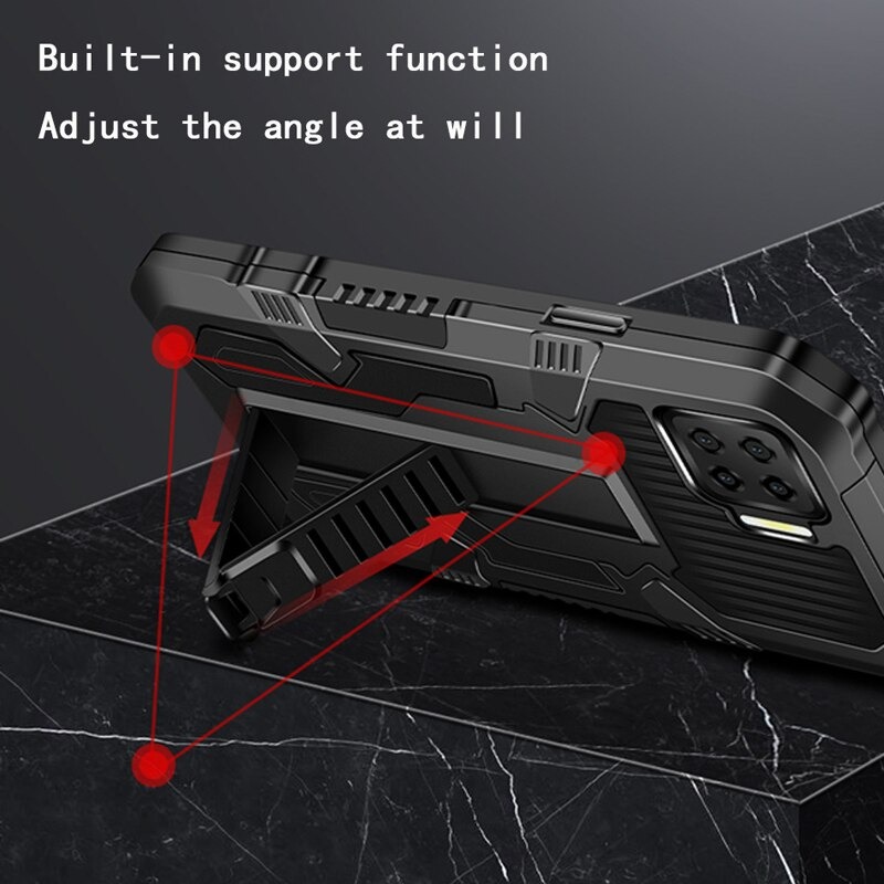 Case OPPO Reno 5 / Reno 5 5G #เคสฝาหลังพลาสติก ไฮบริด TPU + Kickstand Case Armor Stlye TPU Soft Rubber