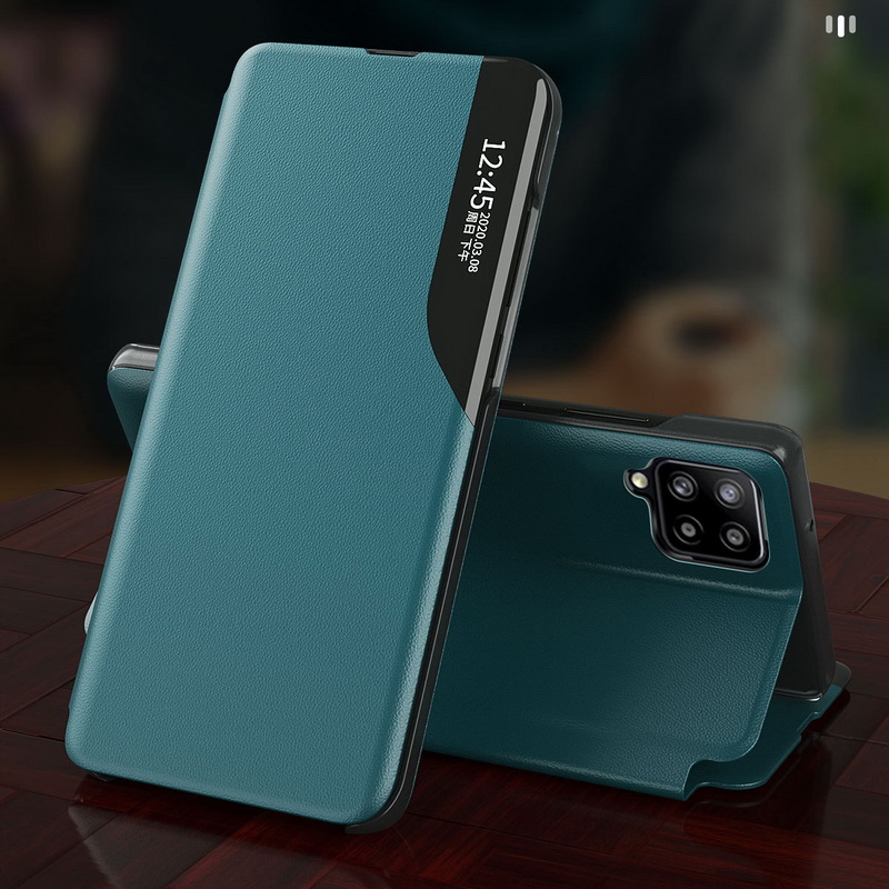 เคส Samsung Galaxy A42 5G #เคสฝาพับเคลือบผิวหนัง PU มีช่องวิวด้านข้างพับวางตั้งได้ Smart Flip kickstand leather Cover