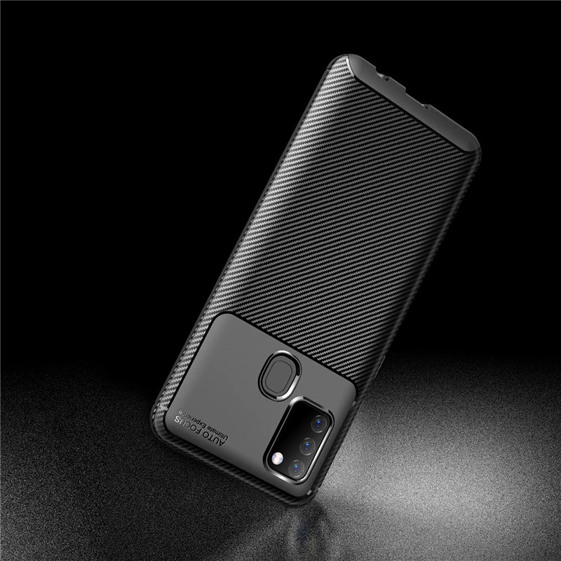 เคส Samsung Galaxy M21 #เคสฝาหลังนิ่ม Carbon Fiber Drop Resistant TPU
