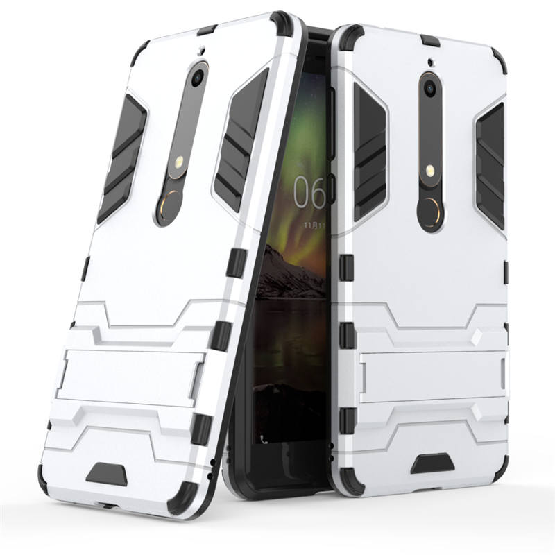 เคส Nokia 6.1 (5.5-inch) #เคสฝาหลังพลาสติก ไฮบริด TPU + Kickstand