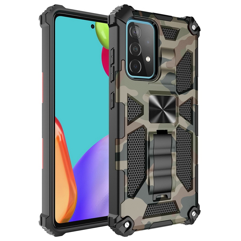 เคส Samsung Galaxy A32 (4G) #เคสแบบฝาหลัง ไฮบริด PC TPU + Kickstand ลายพราง Camouflage Design