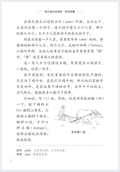 หนังสืออ่านนอกเวลาภาษาจีน: เรื่องหนุ่มเลี้ยงโคกับสาวทอผ้า (ระดับ 1) 学汉语分级读物（第1级）民间故事：牛郎织女 Graded Readers for Chinese Language Learners (Folktales): The Cow Herder and the Weaver Girl