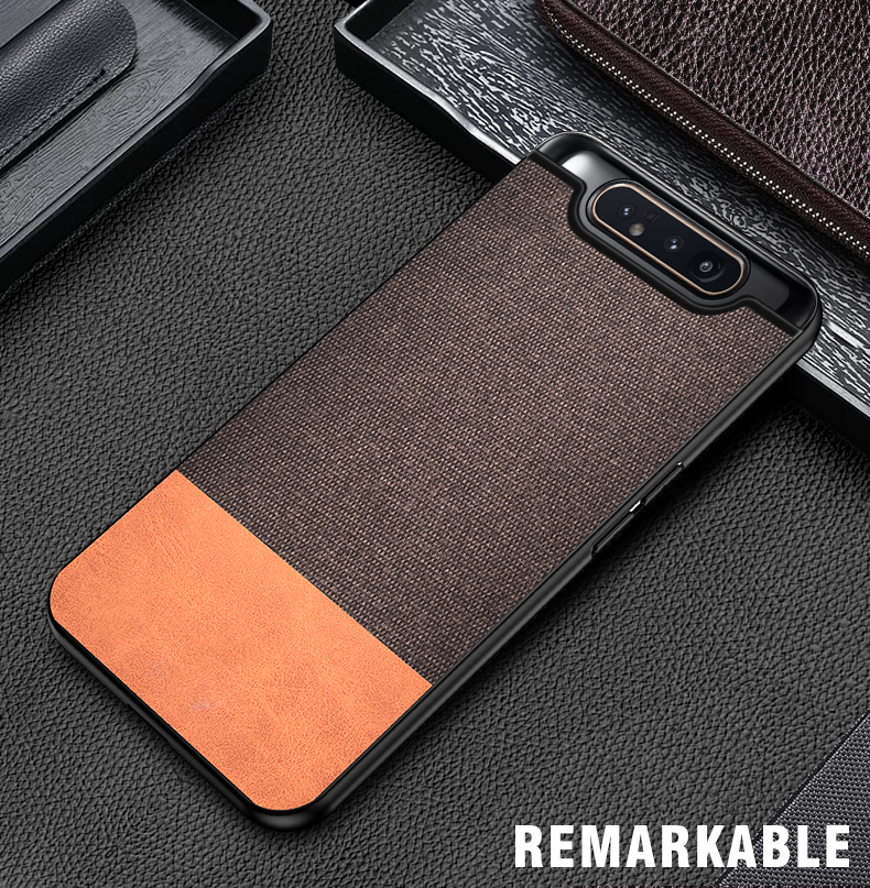 Case Samsung Galaxy A80 #เคสฝาหลังรูปแบบ Cloth Texture PU Leather + TPU