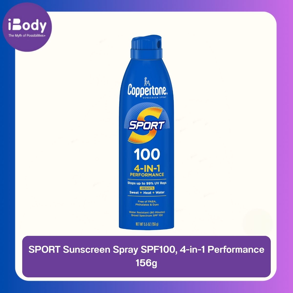 (Pre Order) Coppertone® SPORT Sunscreen Spray SPF100, 4-in-1 Performance 156g สเปรย์กันแดด