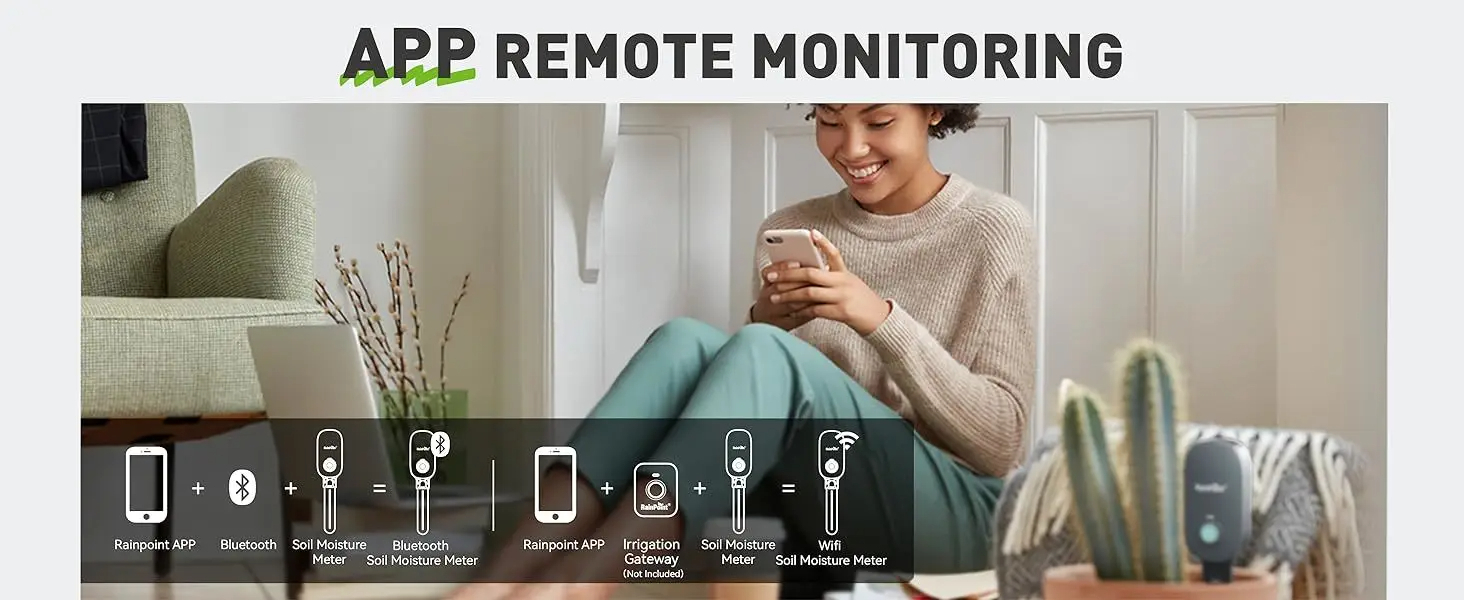 เซ็นเซอร์วัดค่าในดิน Soil Moisture Meter, Wireless Soil Moisture Meter for Garden Plant