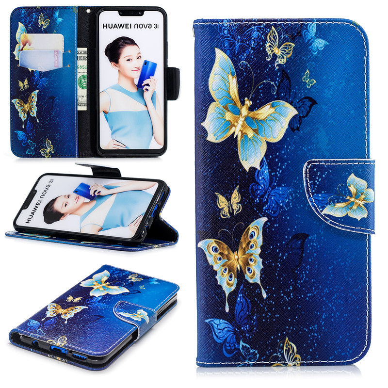 เคส Huawei nova 3i #เคสฝาพับสไตล์กระเป๋าสตางค์พิมพ์ลายสวยๆ Pattern Printing Magnetic Leather
