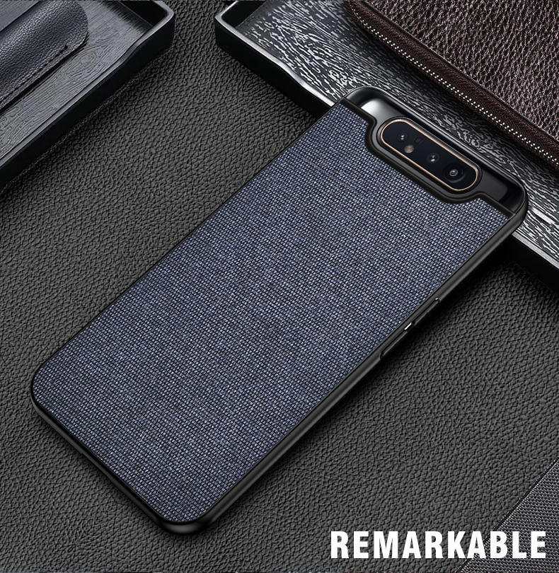 Case Samsung Galaxy A80 #เคสฝาหลังรูปแบบ Cloth Texture PU Leather + TPU