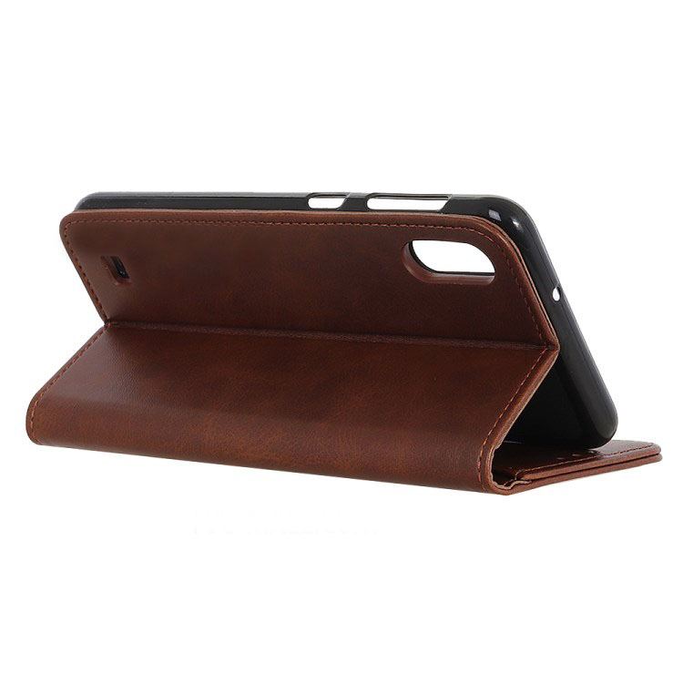 เคส Samsung Galaxy A10 #เคสฝาพับแบบกระเป๋าสตางค์ Auto-absorbed Split Leather อัตโนมัติดูดซับ