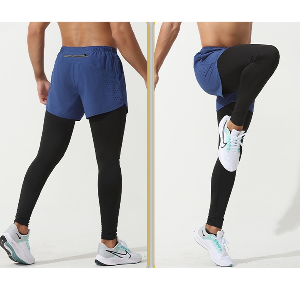 กางเกงออกกำลังกาย 2-in-1 ซัปในขายาว ฟิตเนส วิ่งมาราธอน Men Running (F38)