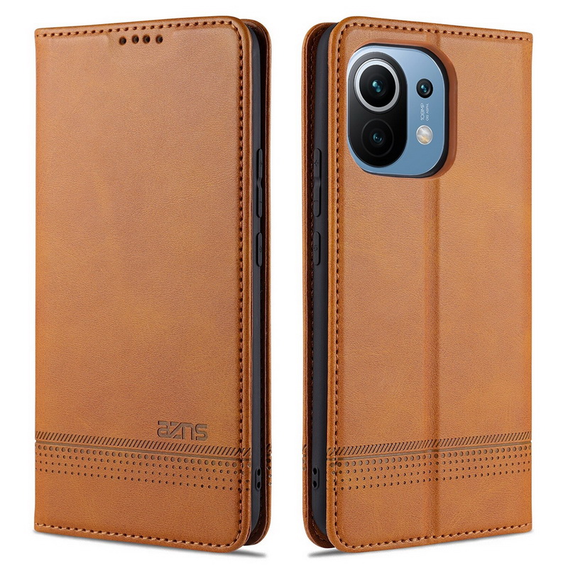 เคส Xiaomi Mi 11 #เคสฝาพับ AZNS สไตล์ Retro หนัง PU มีช่องเสียบการ์ด