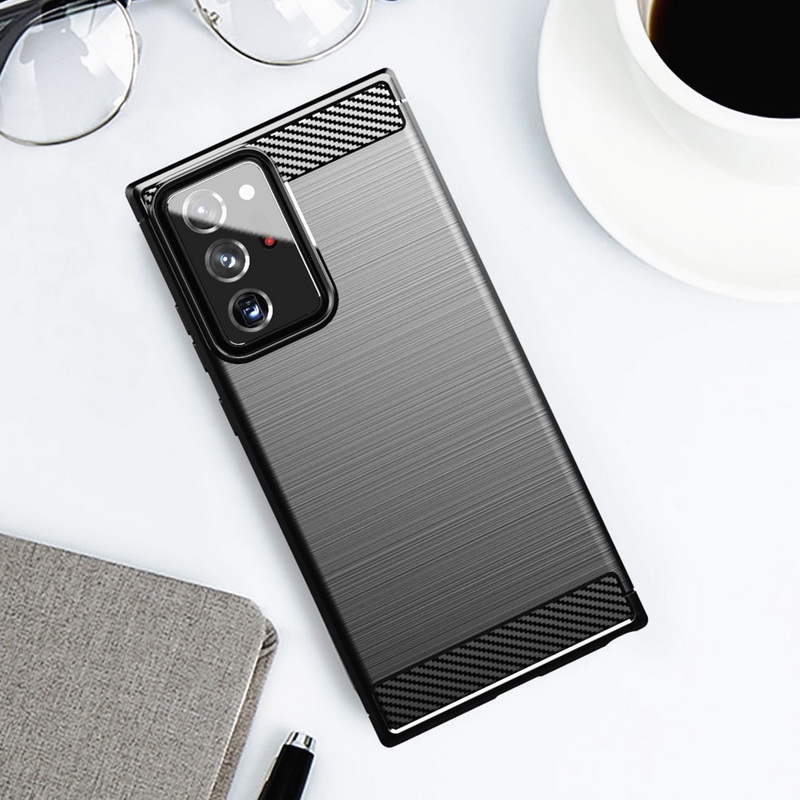 เคส Samsung Galaxy S20 Ultra / S20 Ultra 5G #เคสตกแต่งคาร์บอนไฟเบอร์ ผิวขัดแปรง Brushered TPU Back Case