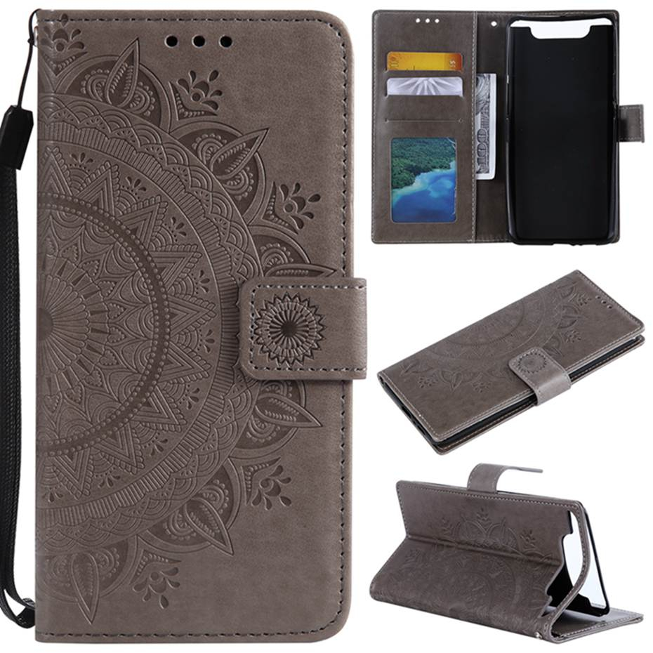 Case Samsung Galaxy A80 #เคสฝาพับแบบกระเป๋าสตางค์ฝาพับหนัง PU Imprint Flower Leather Wallet