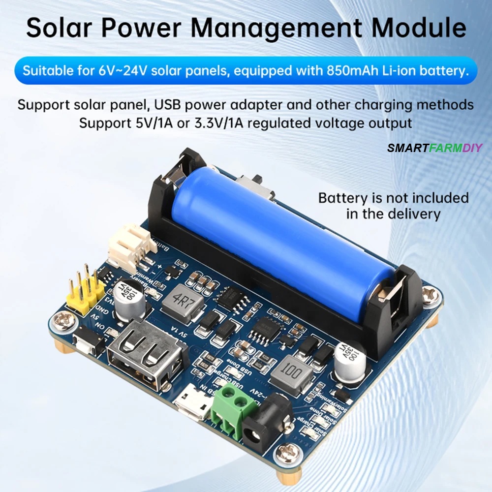 6V ~ 24V ชุดบอร์ดโมดูลชาร์จพลังงานแสงอาทิตย์แผงพลังงานแสงอาทิตย์ Power Management โมดูลแบตเตอรี่ Li-Ion 850mAh สําหรับ Arduino/ jetson /Raspberry Pi