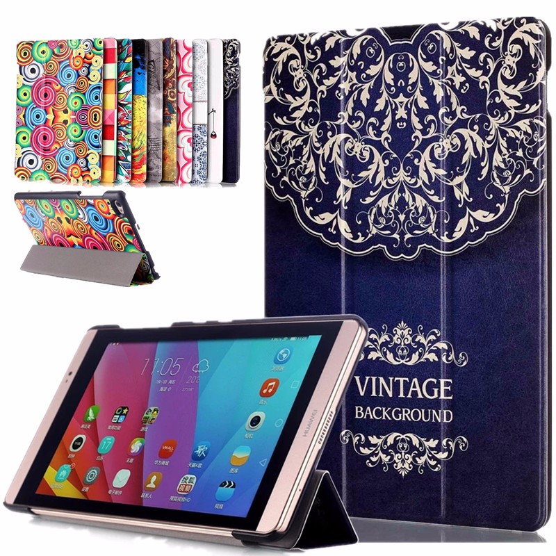 Case Huawei MediaPad M2 8.0 นิ้ว เคสฝาพับ 3 พับหนัง PU พิมพ์ลายสวยหรู