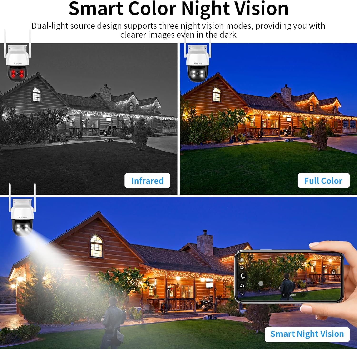 Vstarcam Vstarcam กล้องวงจรปิดกล้องใช้ภายนอก รุ่นC622 กล้องมีWIFIในตัว บันทึกภาพและเสียง ขาว