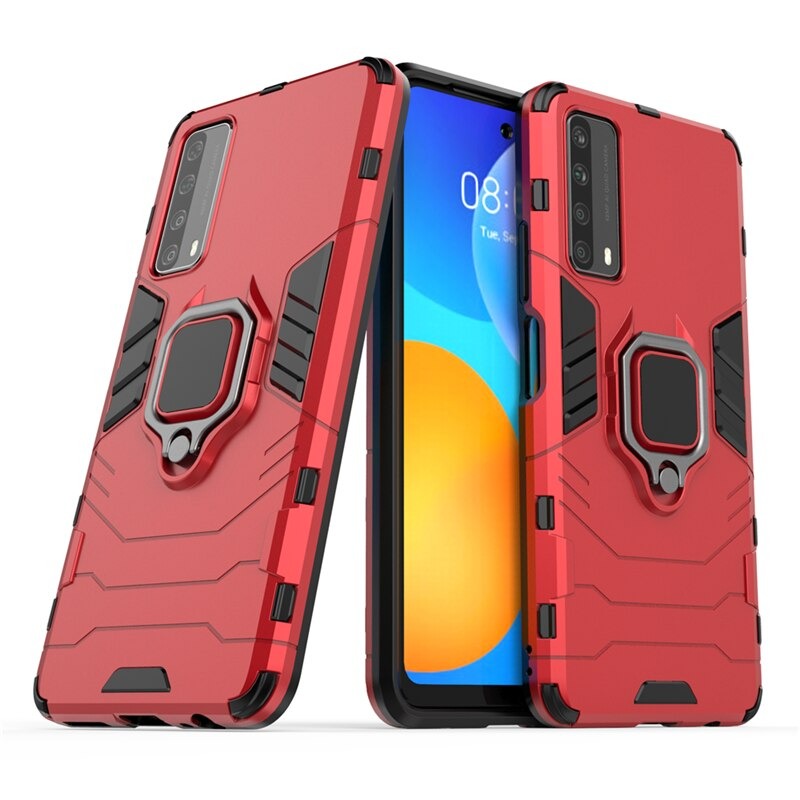 Case Huawei Y7a #เคสฝาหลังพลาสติกแข็ง +TPU Hybrid Case มีแหวนสวมนิ้วโลหะ