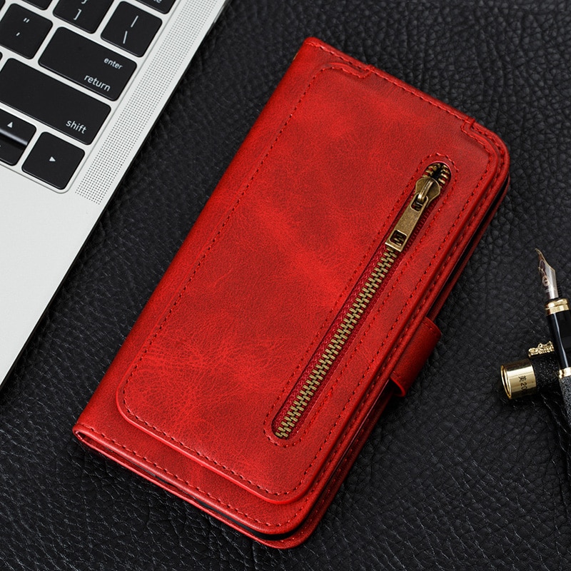 เคส Samsung Galaxy Note 10 Lite #เคสฝาพับแบบกระเป๋าสตางค์ช่องใส่บัตรหลายช่อง Multi-slot Wallet Zippered Leather พร้อมสายคล้อง