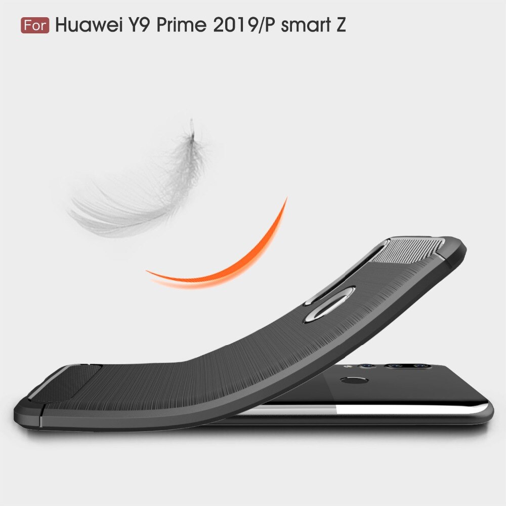 เคส Huawei Y9 Prime 2019 #เคสคาร์บอนไฟเบอร์ ผิวขัดแปรง Brushered TPU Back Case
