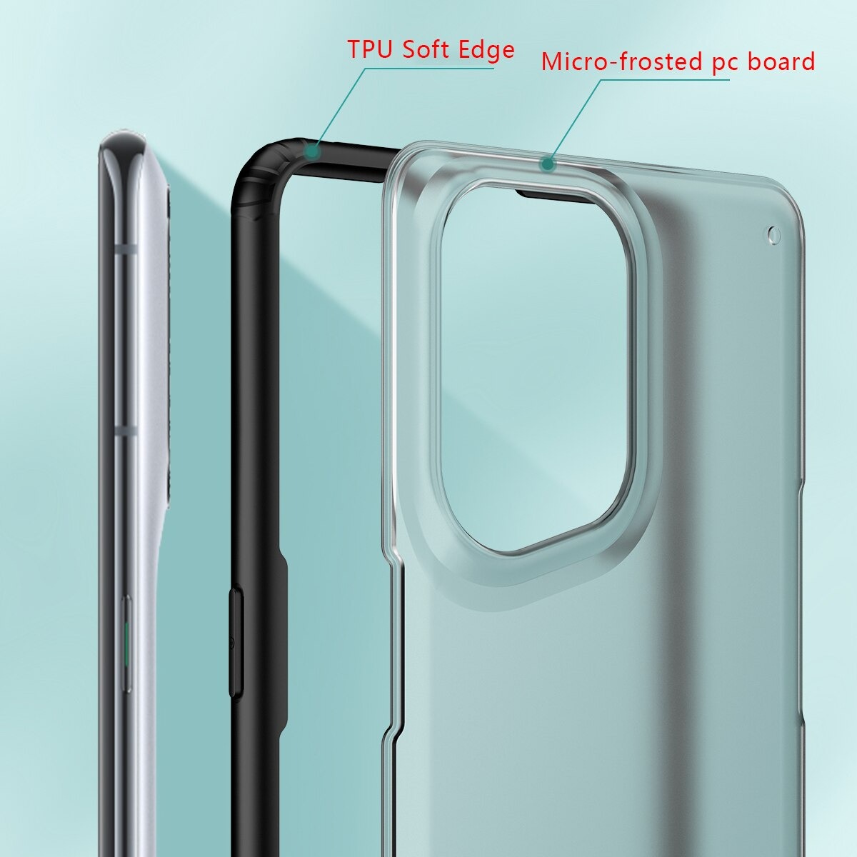 เคส OPPO Find X5 Pro 5G #เคสฝาหลังโปร่งแสงสีขุ่นขอบทึบ +TPU Hybrid Case