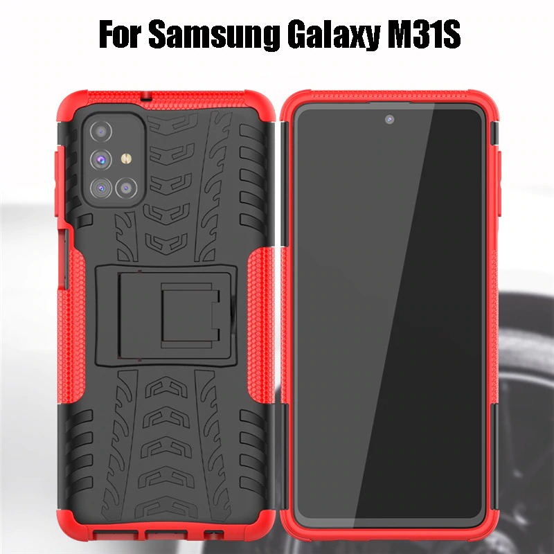 Case Samsung Galaxy M51 #เคสฝาหลังกันลื่น Cool Tyre Pattern Kickstand (PC + TPU)