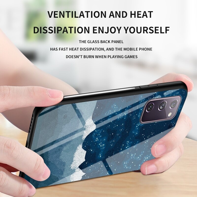 เคส Samsung Galaxy Note 20 / Note 20 5G #เคสฝาหลัง Gradient Color Glass + PC + TPU Hybrid Case