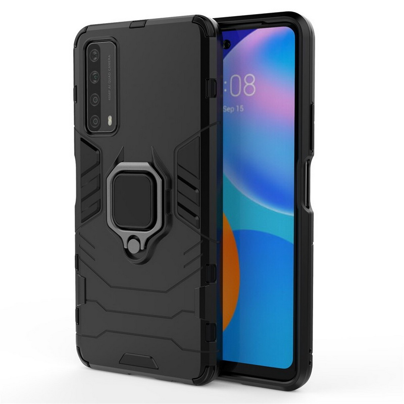 Case Huawei Y7a #เคสฝาหลังพลาสติกแข็ง +TPU Hybrid Case มีแหวนสวมนิ้วโลหะ