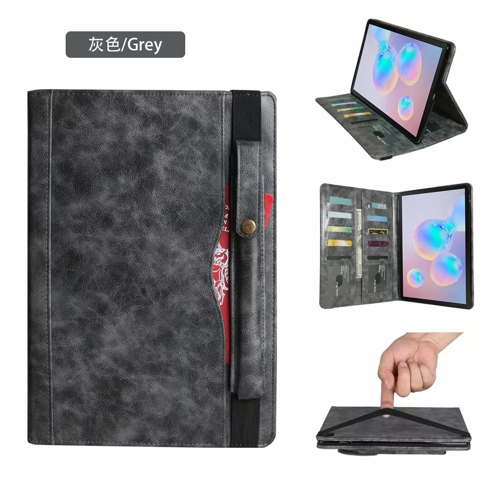 เคส Samsung Galaxy Tab S6 SM-T860 SM-T865 #เคสฝาพับหนัง PU แบบกระเป๋าสตางค์ Retro Horse Crazy พร้อมช่องปากกา