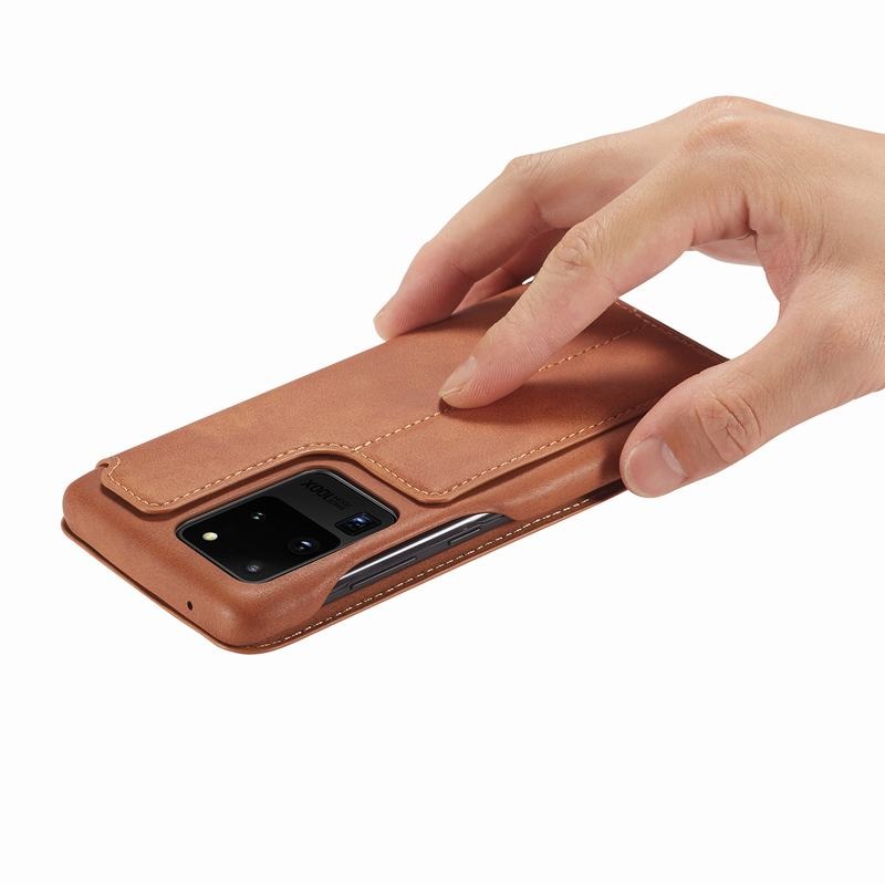 เคส Samsung Galaxy S20 Ultra / S20 Ultra 5G #เคสฝาพับหนัง PU มีช่องใส่บัตร LC.IMEEKE Retro Style Leather Card Holder