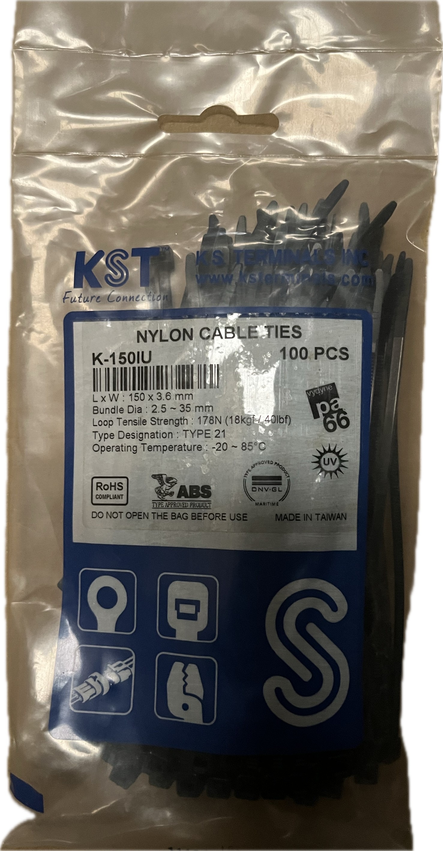 Cable Tie UV เคเบิ้ลไทร์กันแสงยูวี 6นิ้ว K-150IU