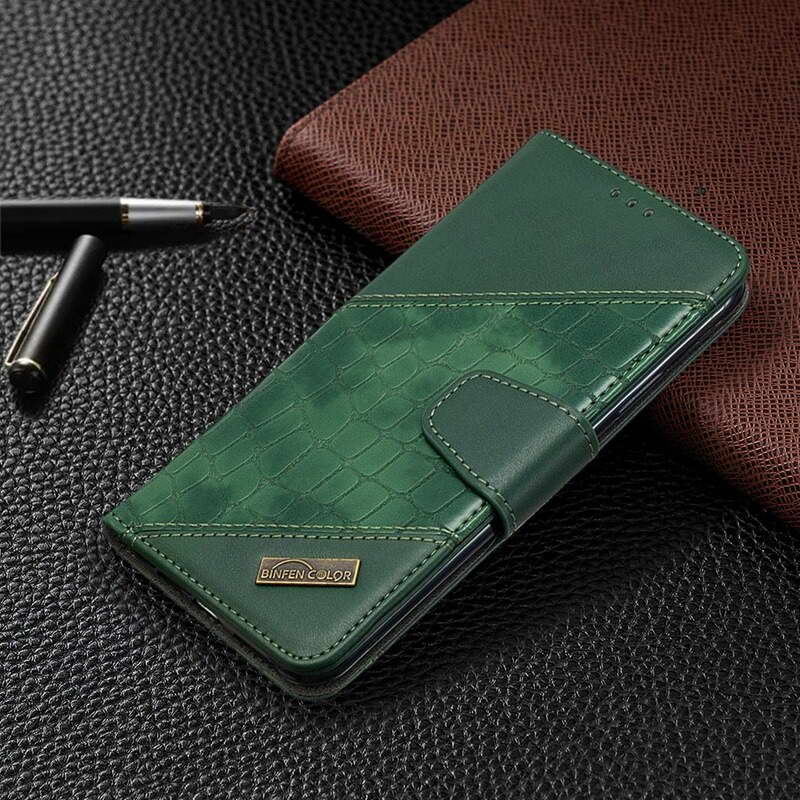 เคส Samsung Galaxy S10+ #เคสฝาพับหนัง PU ลายนูนมีช่องเสียบบัตร Luxury Crocodile Texture Wallet Emboss Leather Stand Phone Case
