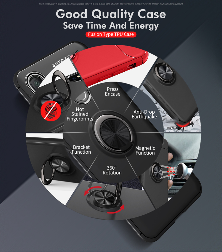 เคส Xiaomi Mi 8 #เคสฝาหลัง TPU Finger Ring Kickstand (แผ่นโลหะแบบ Built-in)